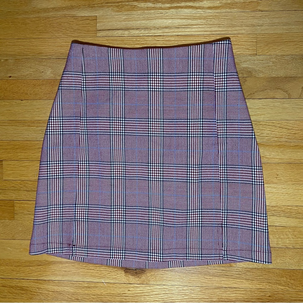 brandy melville pink plaid mini skirt